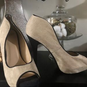 Beige and Black Heels